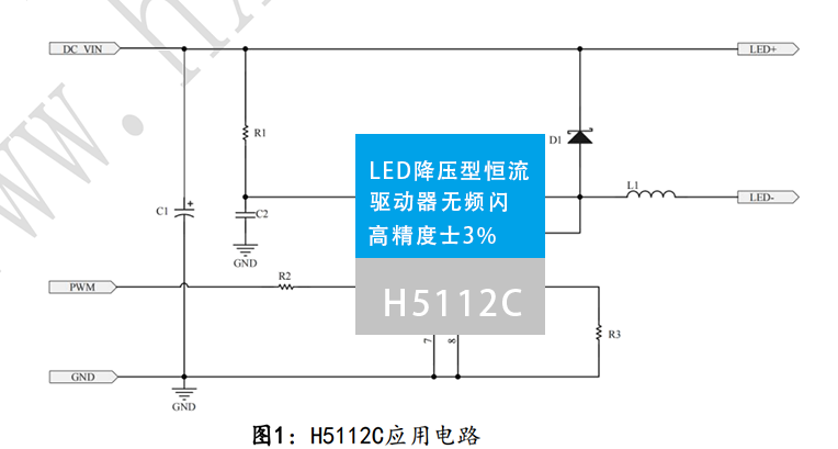 惠海H5112C led恒流驅動芯片 1.2A磁吸燈調光IC 48V60V80V100V高耐壓 高精度低深度 共陽無頻閃 RGB調光  掃雪機