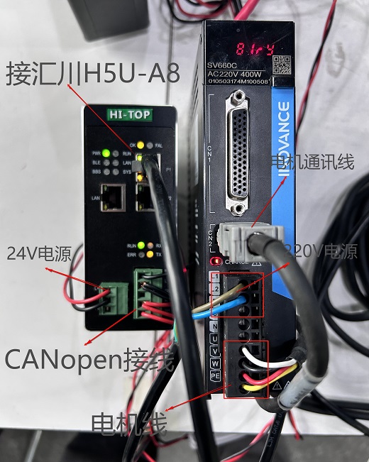 H5U-A8 PLC通过HT3S-EIS-COP网关 与汇川660C伺服通讯