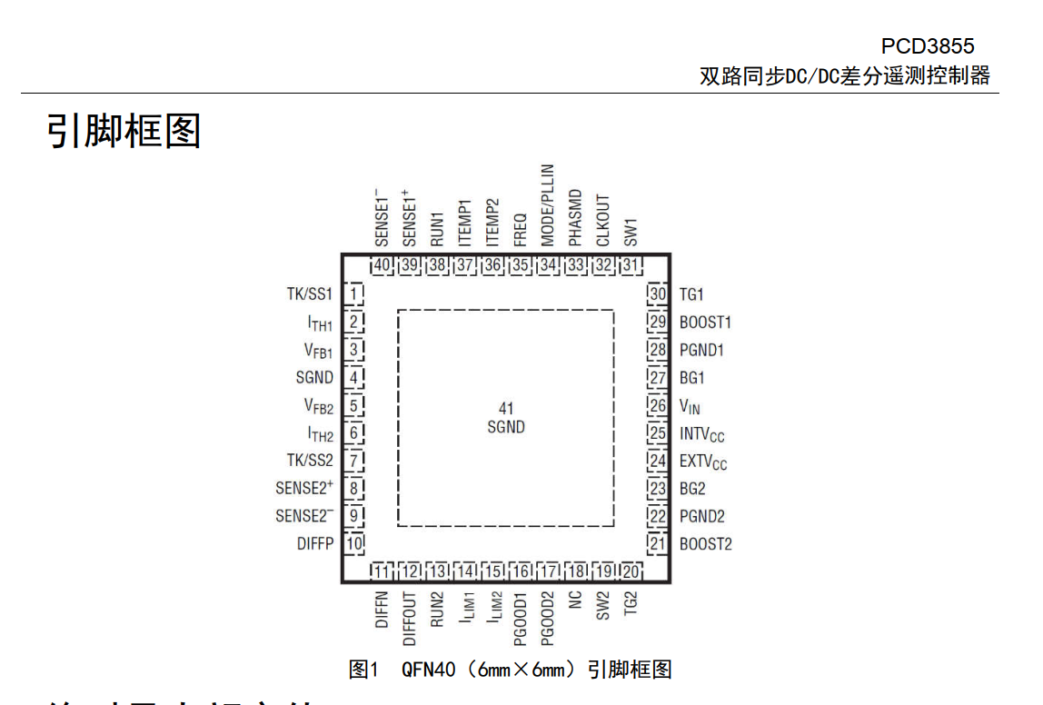 PCD3855雙通道多相差分遙測(cè)同步降壓控制器