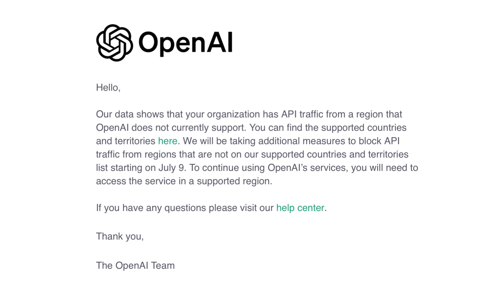 OpenAI<b class='flag-5'>發出警告</b>信：多國開發者面臨API封鎖 OpenAI API解決方案