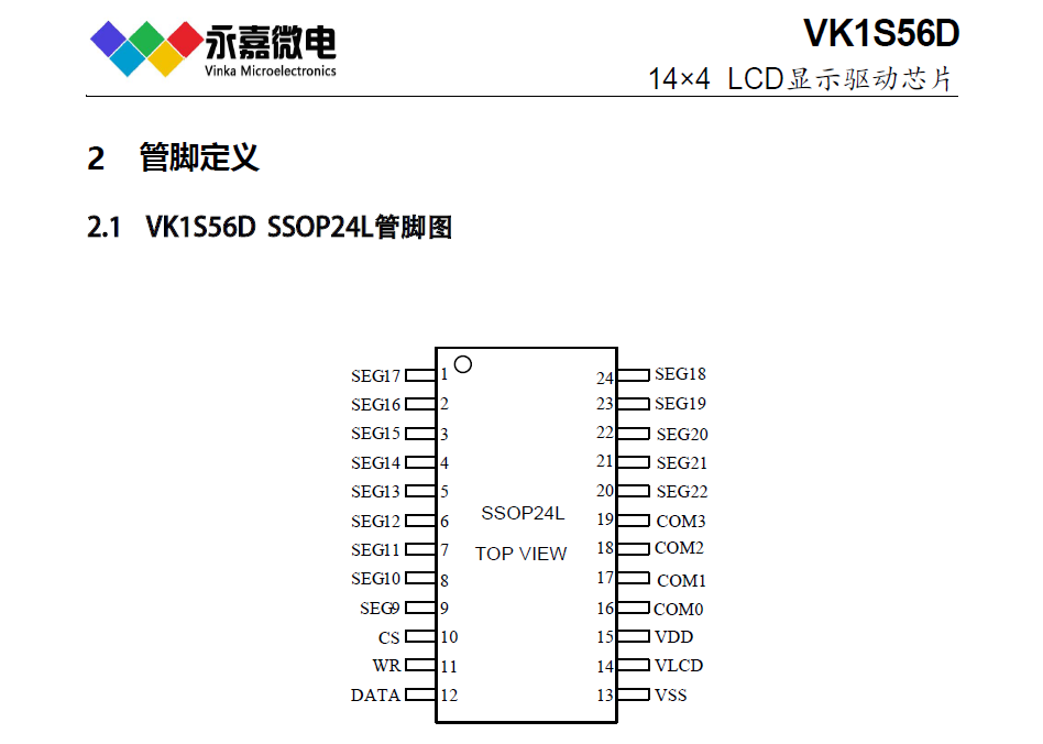 14*4<b class='flag-5'>LCD</b>液晶段码屏<b class='flag-5'>驱动</b>芯片-VK<b class='flag-5'>1S56D</b>资料分享