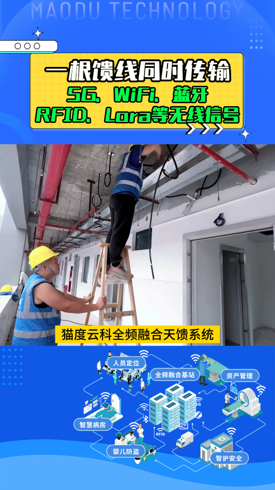 一根馈线同时传输5G、WIFI、蓝牙、RFID、LORA等信号？
#医疗物联网 #全频融合 #智慧医院 