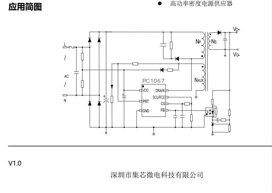 PC1067集成GaN高頻準諧振AC-DC適配器