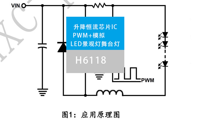 惠海 H6118 DCDC降壓恒流芯片PWM+模擬調光 無頻閃調光30V36V40V降12V 9V LED景觀燈舞臺燈方案