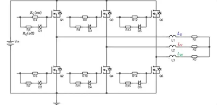 通過三相逆變電路比較PrestoMOS?與普通SJ MOSFET的效率（仿真）