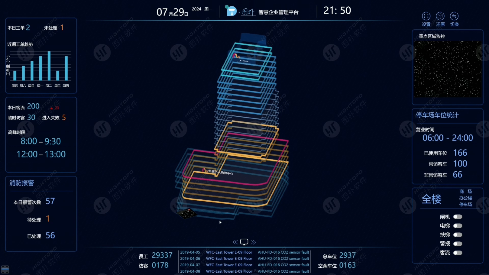 基于线框模式搭建的智慧楼宇 3D 可视化解决方案