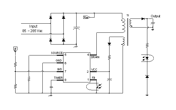 HF500-40 固定频率反激调节器，具有多模式控制和过功率线路补偿功能