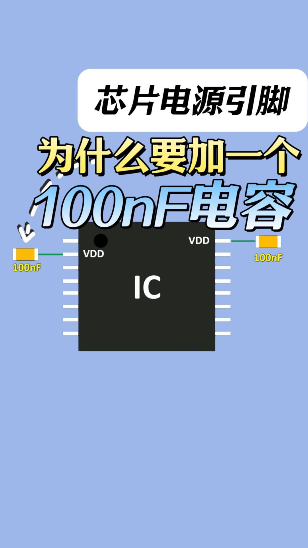 芯片电源引脚为啥要加100nf电容#电路知识 #电路设计 #电子工程师 #芯片 #电子工程师 