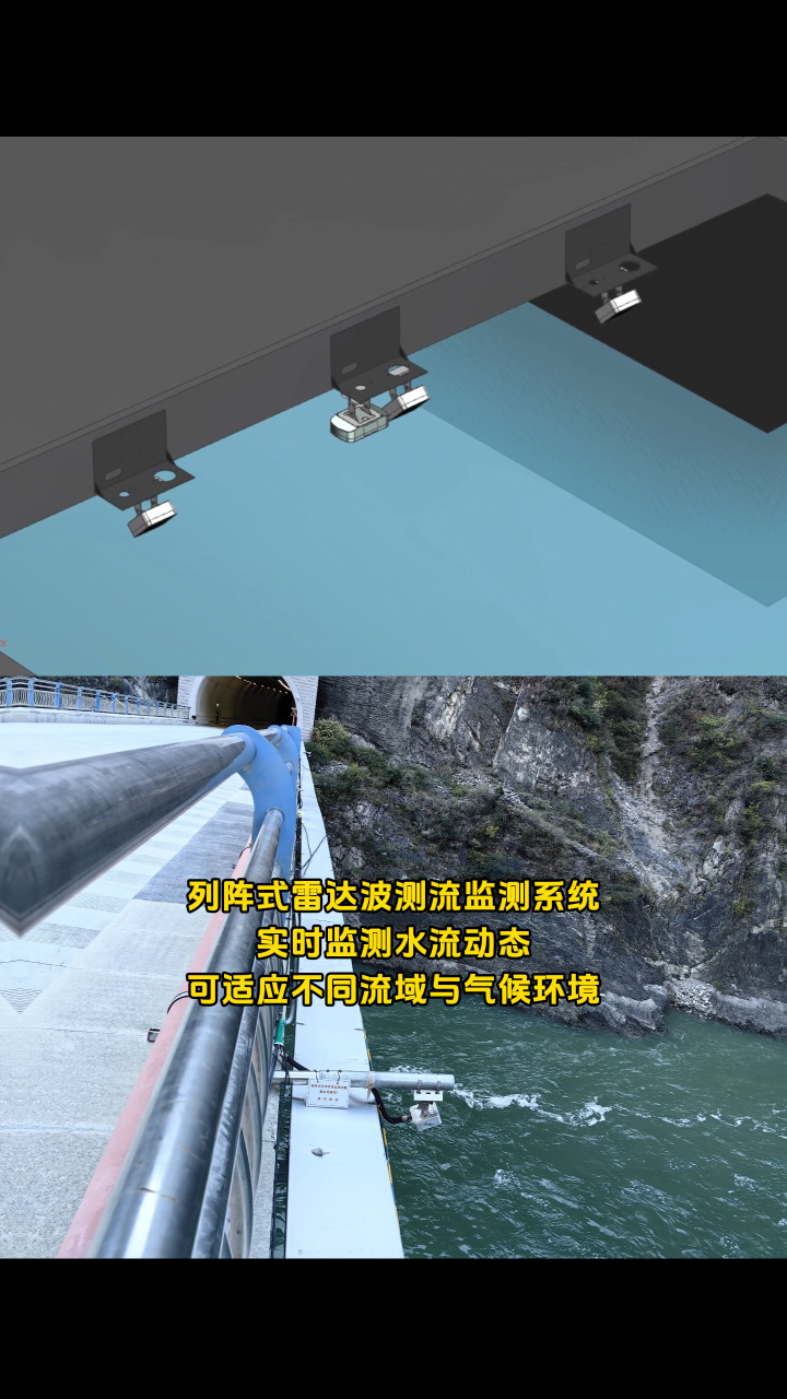 阵列式雷达波测流监测系统，实时监测水流动态，可适应不同流域与气候环境 #传感器 #传感器技术 