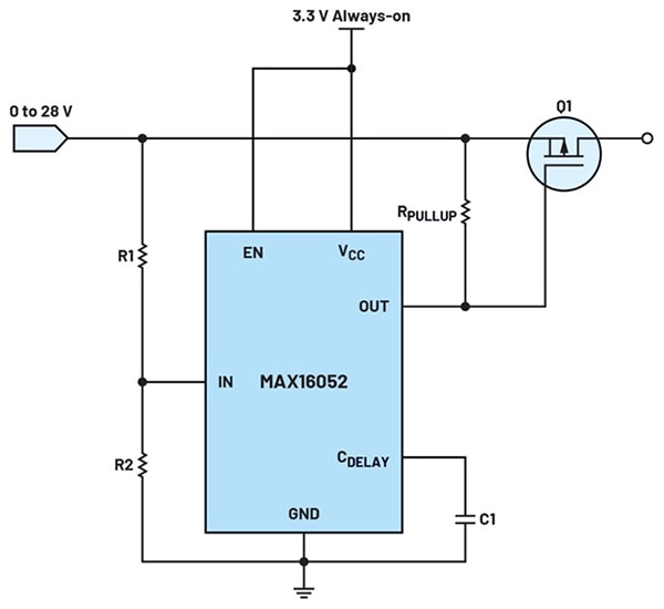 用作過壓保護(hù)高壓側(cè)開關(guān)的 P 溝道 MOSFET 圖片