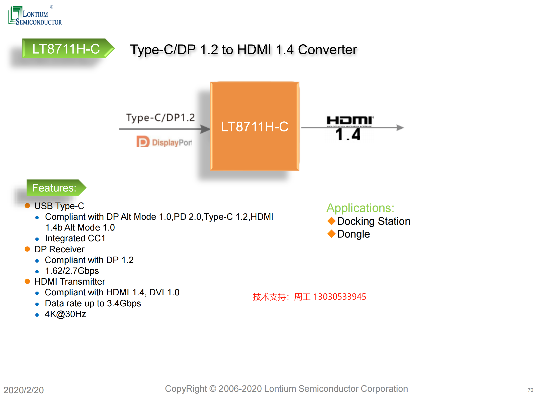 國產<b class='flag-5'>LT8711</b>H-CC<b class='flag-5'>轉</b><b class='flag-5'>HDMI1.4</b>視頻<b class='flag-5'>轉換</b>芯片適用于擴展塢