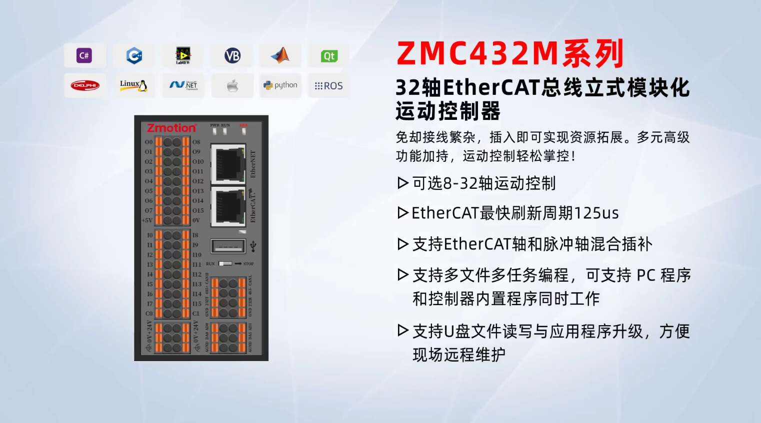 簡單易用緊湊型總線運動控制器：ZMC432M #正運動技術(shù) #運動控制器 #運動控制系統(tǒng) #EtherCAT 