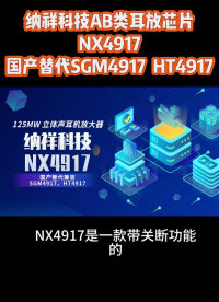 纳祥科技125MW AB类耳放芯片NX4917，国产替代SGM4917、HT4917 #芯片 #电路知识 