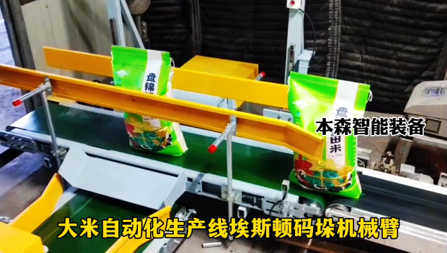 山東本森智能裝備    大米自動化生產線埃斯頓碼垛機械臂  #碼垛機器人
 