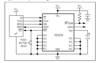 DS3234系列超高精度、SPI总线RTC，集成晶体和SRAM技术手册