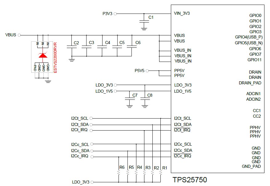 USB PD 3.0控制器TPS25750<b class='flag-5'>浪涌</b><b class='flag-5'>防護</b>方案