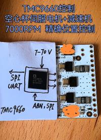 高集成硬件伺服驅控芯片TMC9660控制空心杯伺服電機帶諧波減速機7000RPM位置控制100K PWM載波 