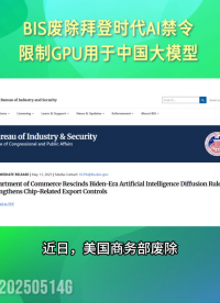 BIS廢除拜登時代AI禁令！限制GPU用于中國大模型 #人工智能 #
