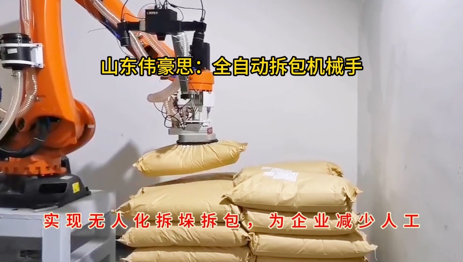 堿粉機(jī)器人全自動拆包機(jī)，全自動破袋機(jī)械手遼寧案例
# 