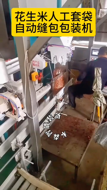 花生米人工套袋自動縫包包裝機#花生米包裝機 #人工套袋包裝機 #自動縫包包裝機 #顆粒包裝機 #食品包裝機 