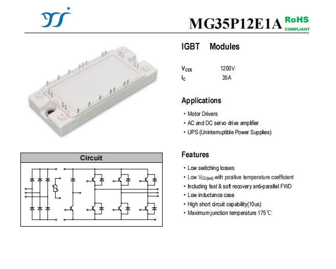 揚杰電子MG<b class='flag-5'>35P12E1A</b> IGBT模塊:高效能電力電子解決方案