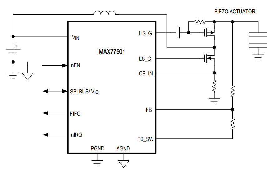 <b class='flag-5'>Analog</b> <b class='flag-5'>Devices</b> / <b class='flag-5'>Maxim</b> <b class='flag-5'>Integrated</b> <b class='flag-5'>MAX77501</b>壓電觸覺執行器升壓驅動器<b class='flag-5'>特性</b>及應用電路