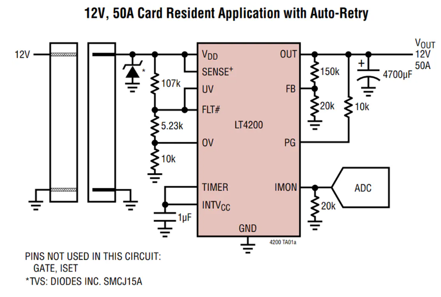 Analog Devices Inc. LT4200 50<b class='flag-5'>A</b>熱插拔<b class='flag-5'>E-Fuse</b><b class='flag-5'>數(shù)據(jù)</b>手冊