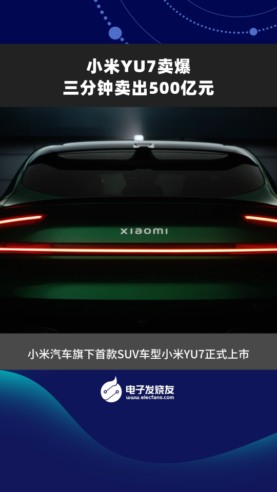 小米YU7賣爆三分鐘賣出500億元  