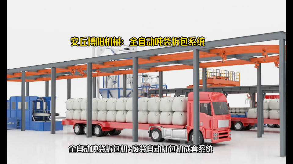 PVC粉全自動噸袋拆包機(jī) 不落地噸袋自動拆包機(jī) 配套廢袋自動打包機(jī)