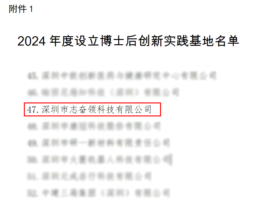 喜訊！志奮領(lǐng)獲批「<b class='flag-5'>深圳市</b>博士后創(chuàng)新實(shí)踐基地」