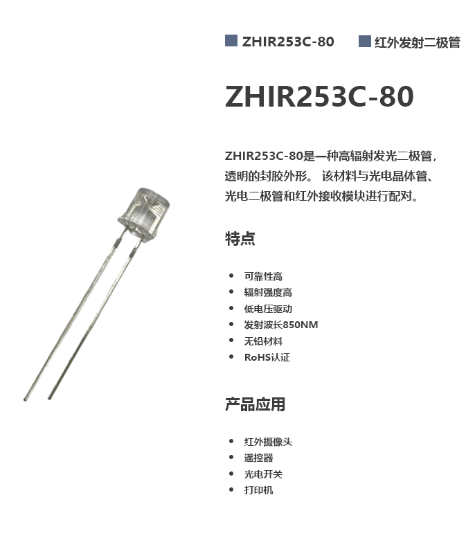 洲光源红外发射二极管ZHIR253C