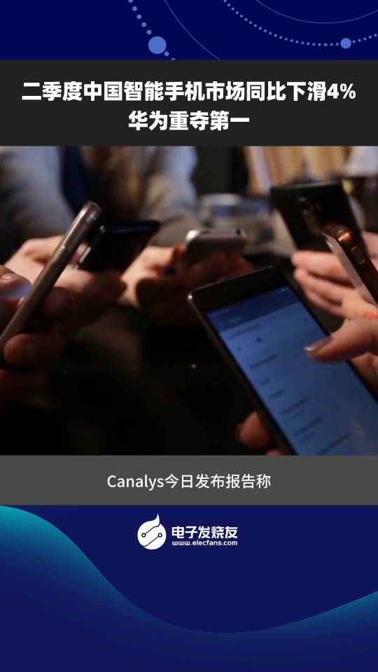 二季度中國智能手機市場同比下滑4%，華為重奪第一#智能手機 