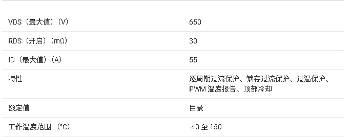 LMG3527R030 650V 30mΩ GaN FET，集成驅動器、保護和零電流檢測數據手冊