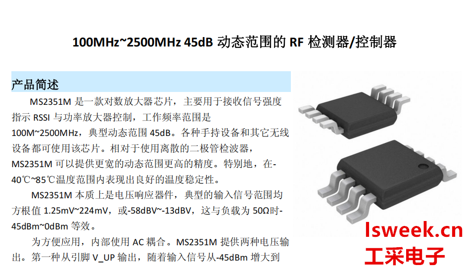 用于接收信號強(qiáng)度指示RSSI與功率放大器控制的對數(shù)放大器芯片