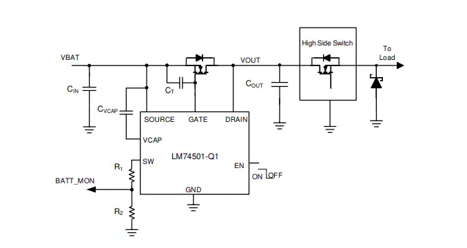 基于LM74501-Q1的汽車電子反向極性保護設計