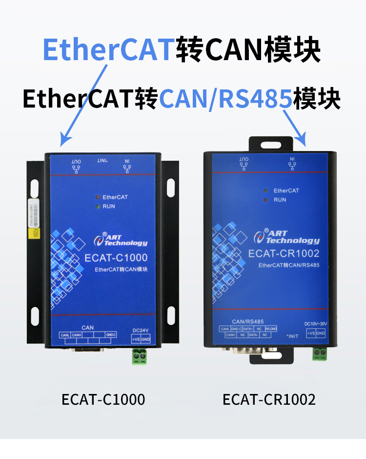 EtherCAT轉(zhuǎn)CAN/RS485 工業(yè)級轉(zhuǎn)換器ECAT-CR1002 阿爾泰科技