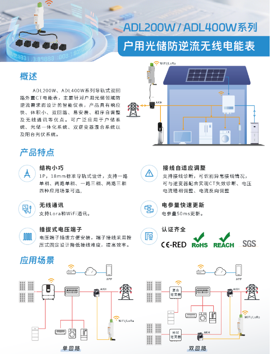 ADL 系列雙回路無線電能表 戶用光儲(chǔ)的 “能量監(jiān)測核心”
