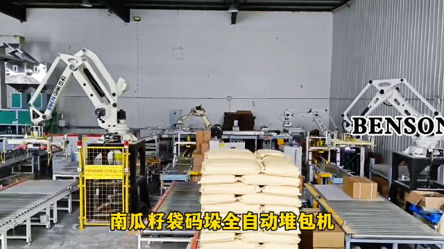 山东本森智能装备 机器人码垛机厂家 南瓜籽袋码垛全自动堆包机#码垛机器人
 