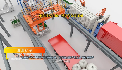 碳酸鈉噸包全自動(dòng)包裝機(jī)+桁架式噸袋自動(dòng)裝車機(jī)  在線裝車機(jī)解決方案# 