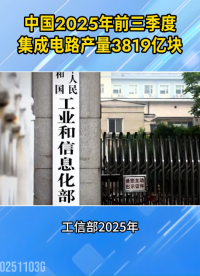 前三季度我国集成电路产量3819亿块，同比增长8.6%#人工智能 