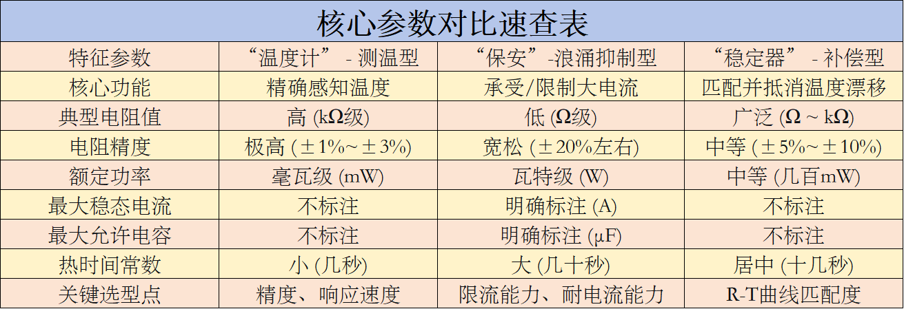 NTC熱敏電阻三大類型全解析：測(cè)溫型、<b class='flag-5'>浪涌</b>抑制型與補(bǔ)償型