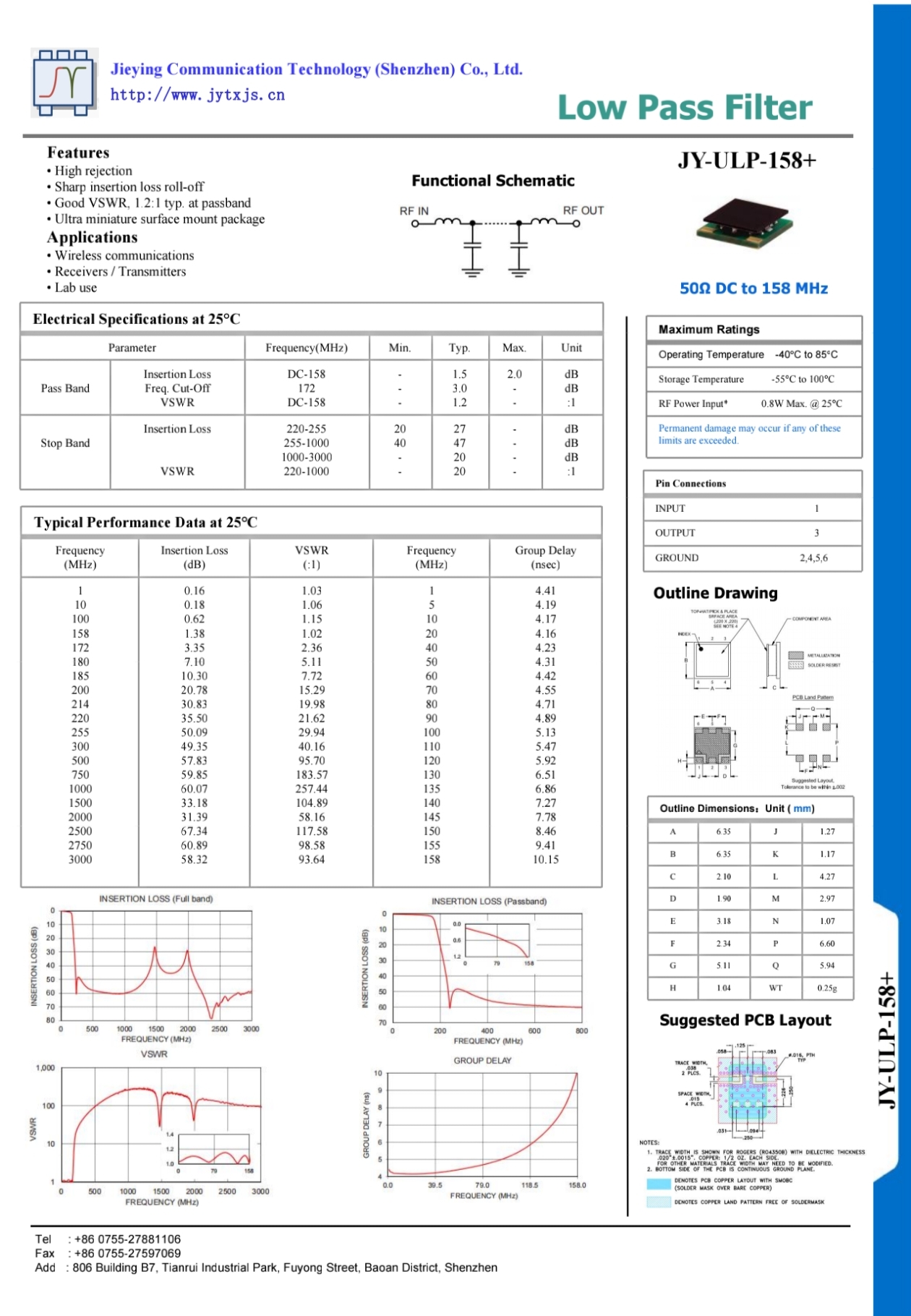 <b class='flag-5'>JY</b>-ULP-158+低通<b class='flag-5'>濾波器</b>：DC-158MHz頻段的“低頻信號(hào)守門人”——技術(shù)與應(yīng)用<b class='flag-5'>深度</b><b class='flag-5'>解析</b>