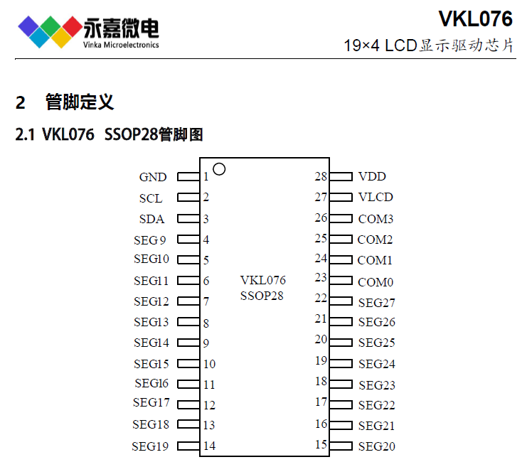 抗干擾LCD驅(qū)動(dòng)液晶段碼屏驅(qū)動(dòng)器VKL076段碼顯示驅(qū)動(dòng)芯片(ic)