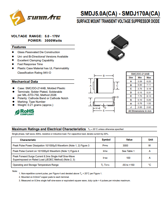 SMDJ30CA雙向 <b class='flag-5'>TVS</b>瞬態(tài)抑制<b class='flag-5'>二極管</b>：30V雙向電壓000W <b class='flag-5'>浪涌</b>中壓電路<b class='flag-5'>防護(hù)</b>核心