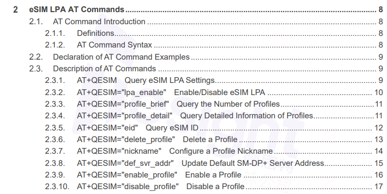 AT命令配置eSIM示例