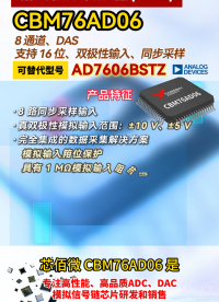 八通道的16位，同步采样、模数数据采集系统（DAS）CBM76AD06Q# 国产芯片 
