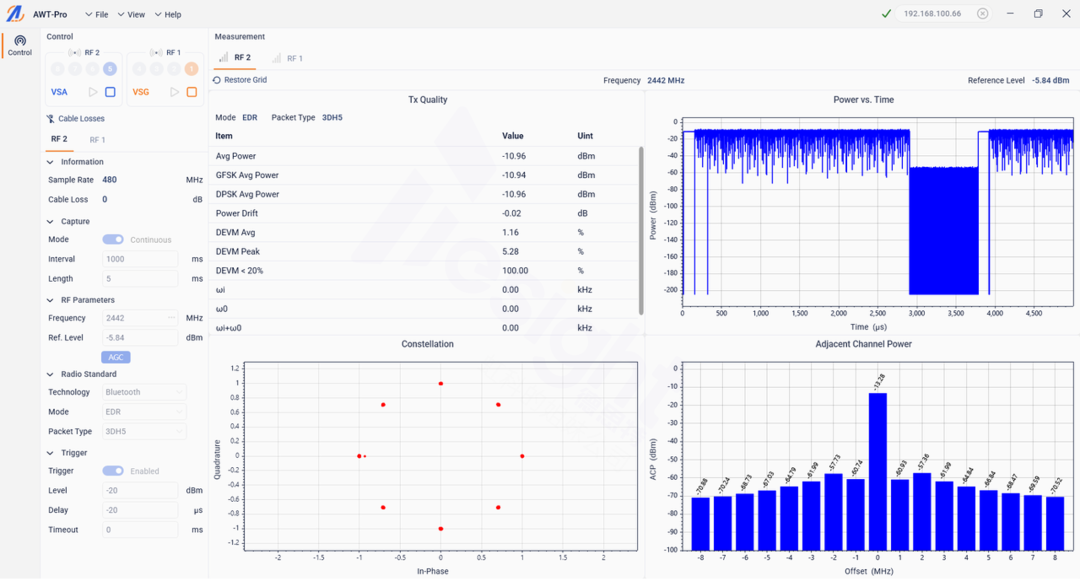 上位機軟件結果顯示界面