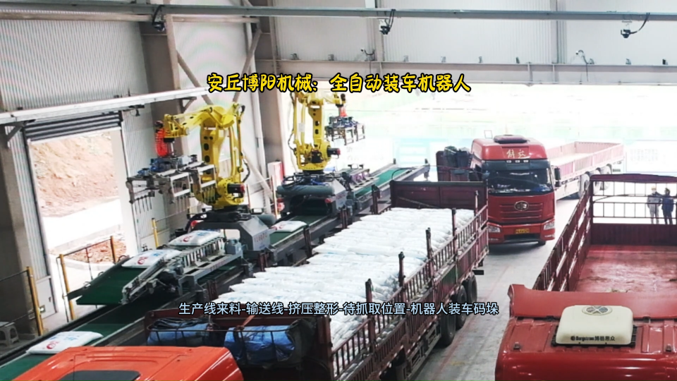 纯碱双机械手自动装车机  装车机器人在线装车系统 #全自动装车机 