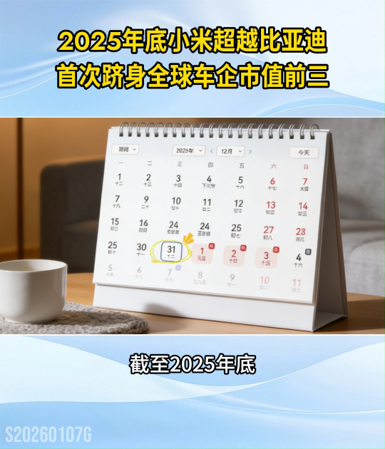 小米超越比亚迪，首次跻身全球车企市值前三#新能源汽车#小米#造车新势力#汽车电子
 