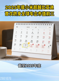 小米超越比亞迪，首次躋身全球車企市值前三#新能源汽車#小米#造車新勢力#汽車電子
 